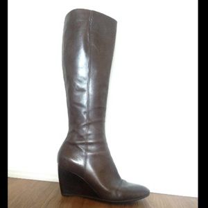 Sergio Rossi Tall brown wedge boots